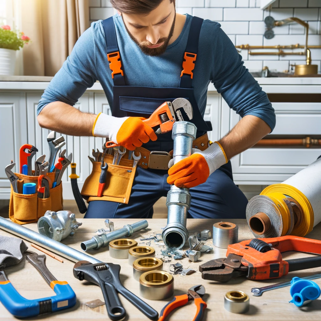Professional plumber performing various pipe repairs, including burst pipe, water pipe, PVC, and copper pipe repair, emergency fixes, pipe replacement, patching, joint and sewer pipe repair, plus drain pipe and underground repair services.